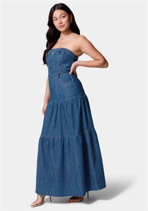 Types of Strapless Denim Dresses