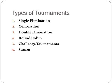 Types of Tournaments