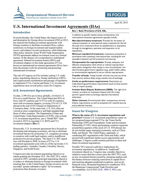 U.S. International Investment Agreements PDF