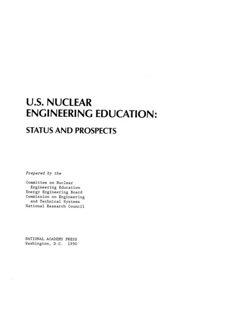 U.S. Nuclear Engineering Education Status and Prospects Reader