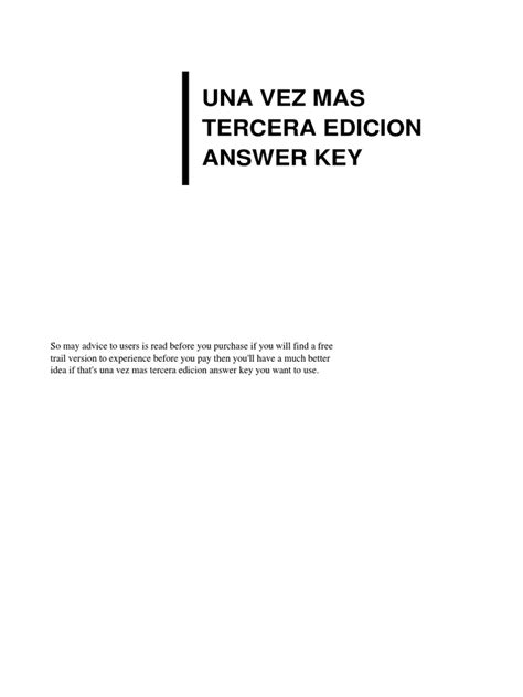 UNA VEZ MAS TERCERA EDICION ANSWER KEY Ebook Epub