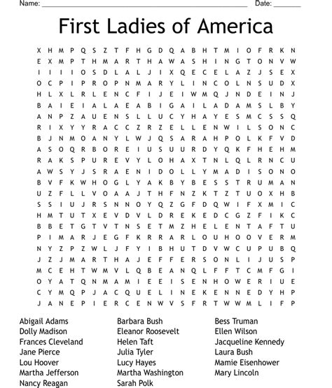 US Presidents and First Ladies Word Search Puzzles Doc