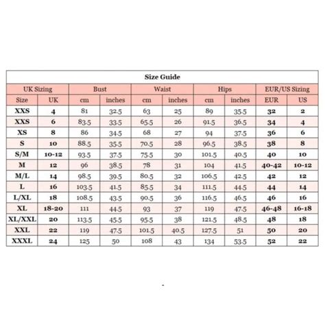 US and UK sizing