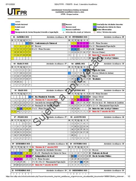 UTFPR Calendário 2024