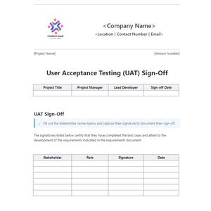 Uat Sign-off Template