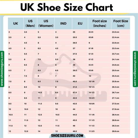 Uk Shoe Size Chart In Cm
