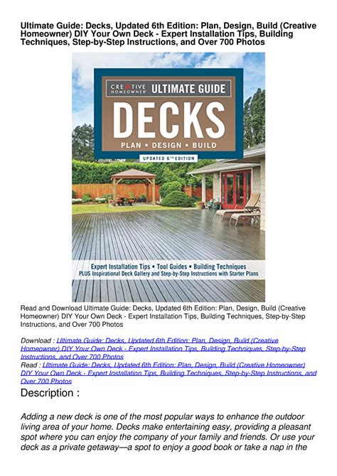 Ultimate Guide: Decks: Plan, Design, Build (Paperback) Ebook Epub