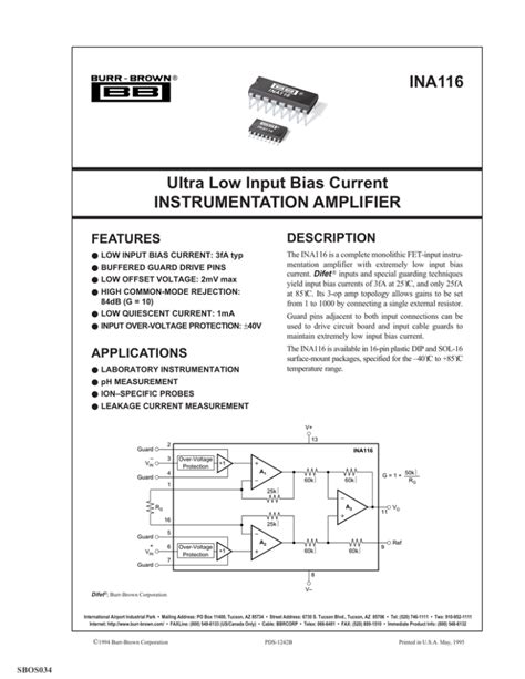 Ultra-Low Input Bias Current (2 pA):