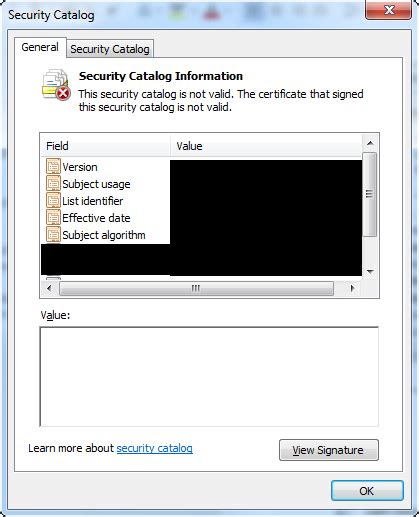 Unable To Create Catalog Signability Test Failed