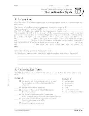 Unalienable Rights Guided And Review Answers Reader