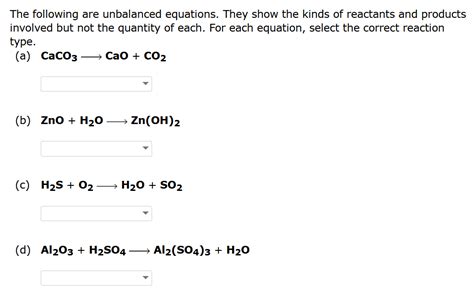 Unbalanced Equation: