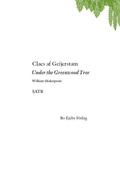 Under the Greenwood Tree SATB a cappella PDF