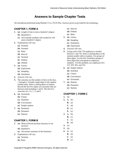 Understanding Basic Statistics Brase Answers 5th Reader