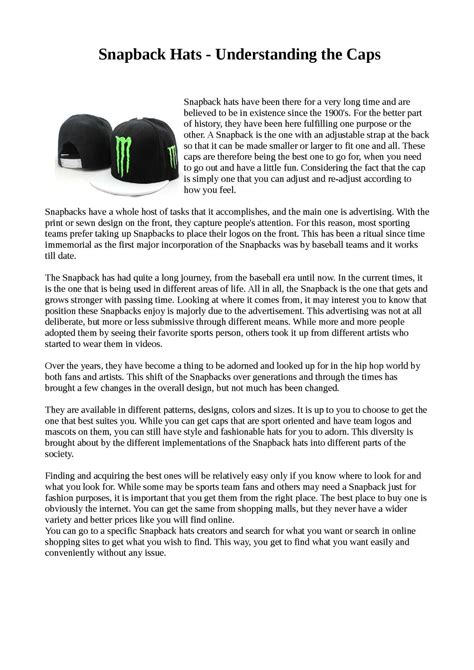 Understanding Caps and Snapbacks