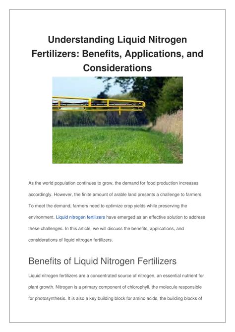 Understanding Fertilizer Liquid Nitrogen