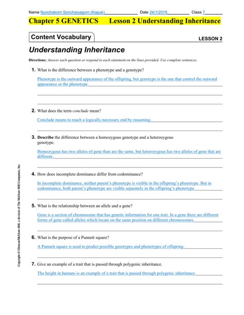 Understanding Inheritance Outline Answer Key Ebook Kindle Editon