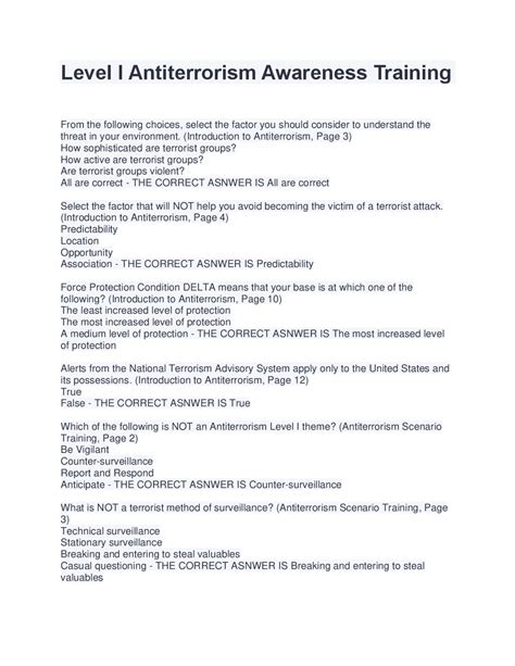 Understanding Level I Antiterrorism Awareness Training