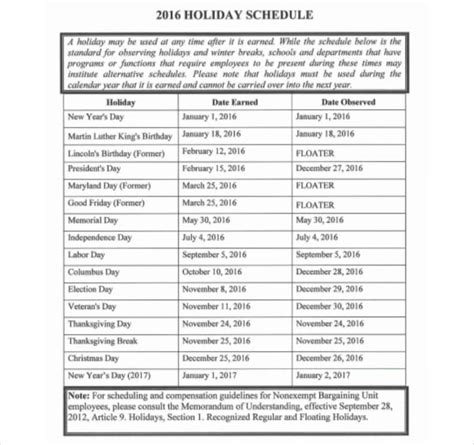 Understanding NP's Holiday Schedule