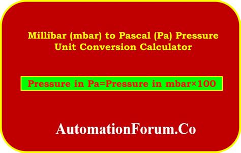 Understanding Pascal and Millibar