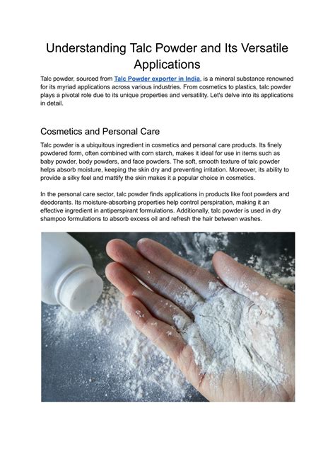 Understanding Talc Powder: A Deep Dive