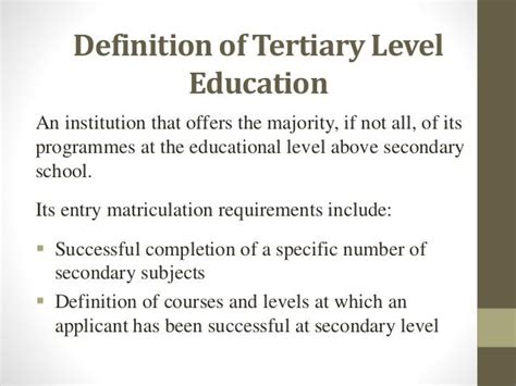 Understanding Tertiary Education: Defining Tertiary Students