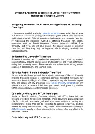 Understanding URI Transcripts