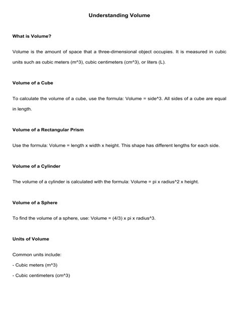 Understanding Volumetric Units