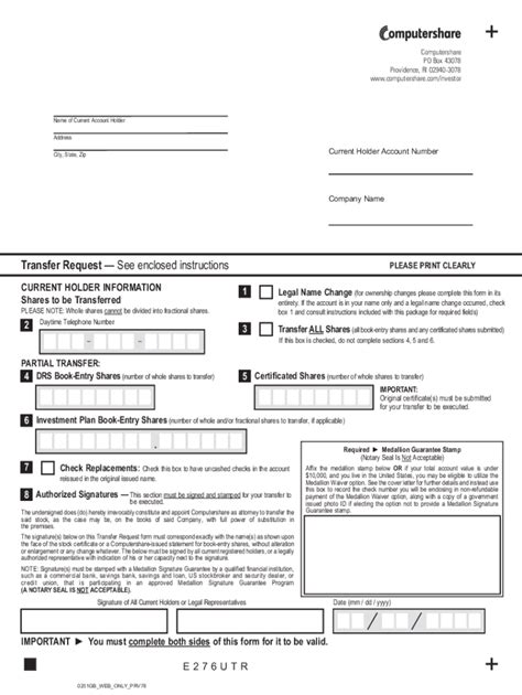 Understanding the Computershare Stock Transfer Form