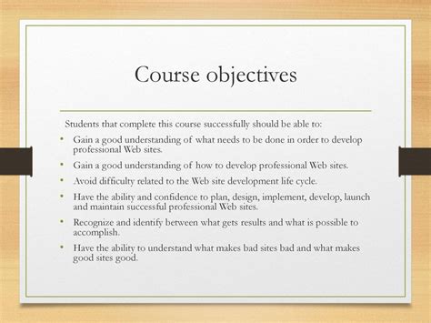 Understanding the Course Objectives