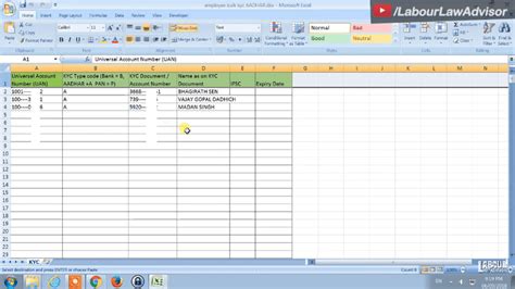 Understanding the EPF KYC Bulk Upload Excel Format