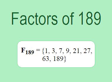 Understanding the Factors of 189