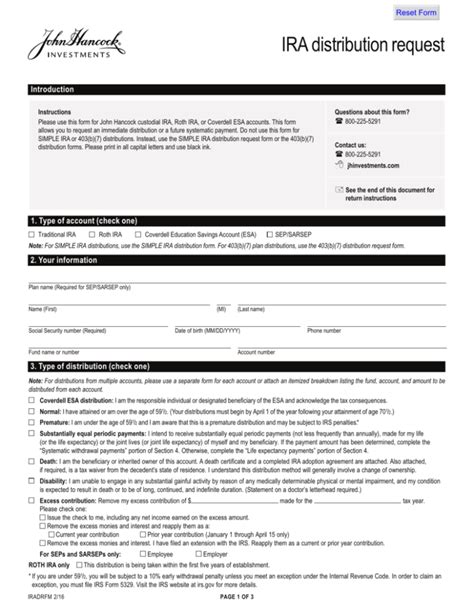 Understanding the IRA Distribution Form