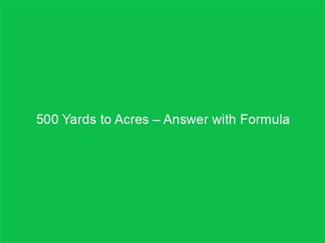 Understanding the Relationship Between Yards and Acres