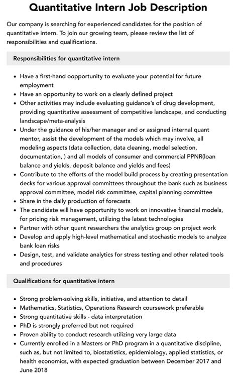 Understanding the Role of a Quantitative Intern