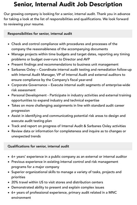 Understanding the Role of a Senior Internal Auditor