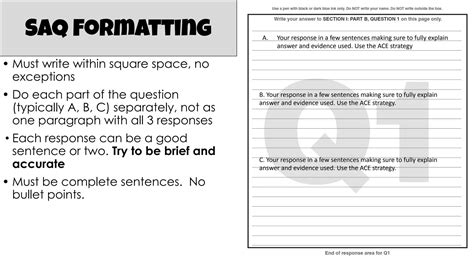 Understanding the SAQ Format