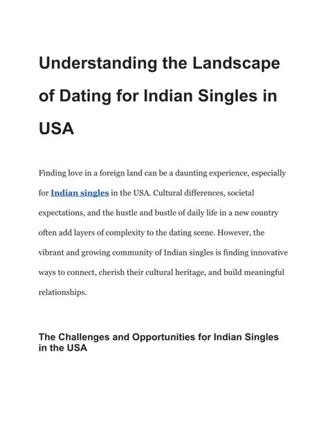 Understanding the Singles' Landscape