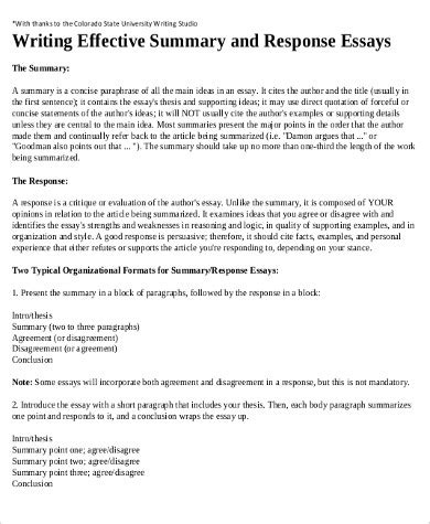 Understanding the Task: The Key Elements of a Summary Response Essay