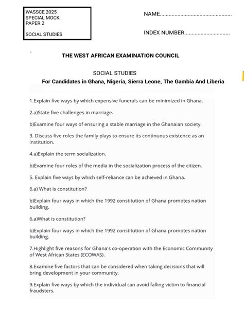 Understanding the WASSCE Social Studies Exam