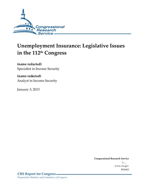 Unemployment Insurance Legislative Issues in the 112th Congress Epub