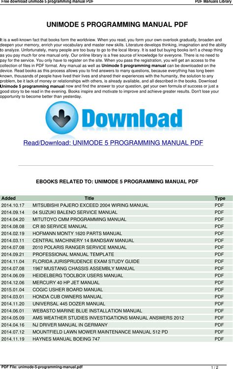 Unimode 200 Installation Manual Ebook Reader