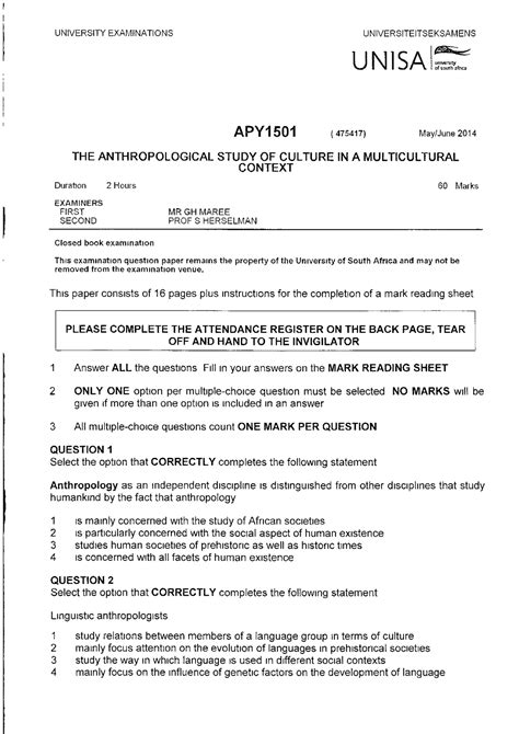 Unisa Apy1501 Past Exam Papers And Answers PDF