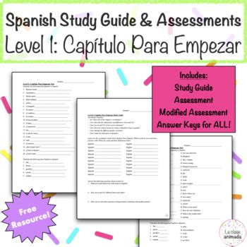 Unit 0 - Para Empezar - Study Guide Spanish Two