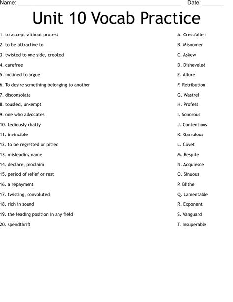 Unit 10 Vocab Answers Epub