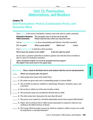 Unit 12 Punctuation Lesson 86 Answer Key Reader