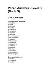 Unit 14 Vocab Answers Level G PDF