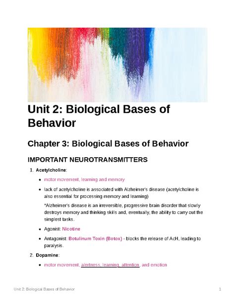 Unit 2: Biological Bases of Behavior