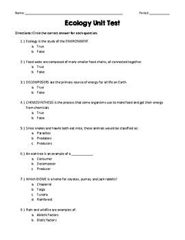 Unit 2 Ecology Test Answers Epub