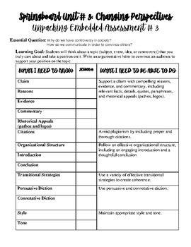 Unit 2 Embedded Assessment 3 Springboard Answers Reader