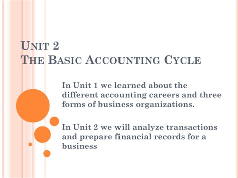 Unit 2 The Basic Accounting Cycle Answers Epub